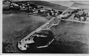 Orø Havn, postkort - luftfoto ca 1950