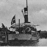 Orø Havn med færgen Ourø ved kaj omkring 1911