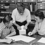 Orø Kommunekontor omkring 1969 - Jens Keller, Erna Kemp Andersen og Olav Nielsen